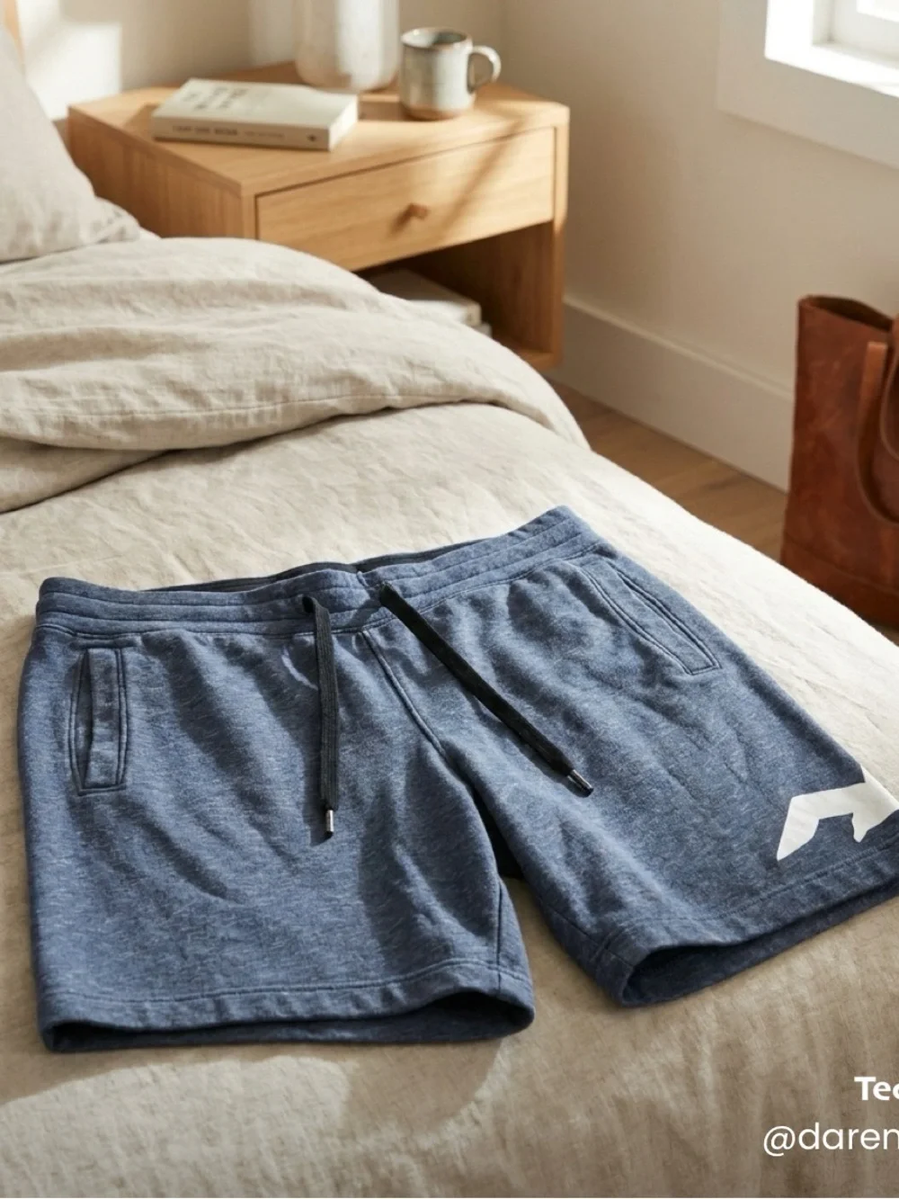 Hollister Men's Heather Blue Drawstring Athletic Shorts